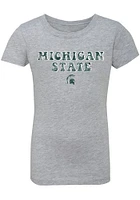 Summit Sportswear Michigan State Spartans Girls Grey Bubble Script Short Sleeve Tee