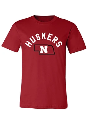 Summit Sportswear Nebraska Cornhuskers Womens Red State Shape Short Sleeve T-Shirt
