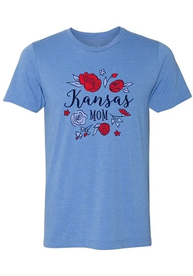 Summit Sportswear Kansas Jayhawks Womens Blue Mom Style Short Sleeve T-Shirt