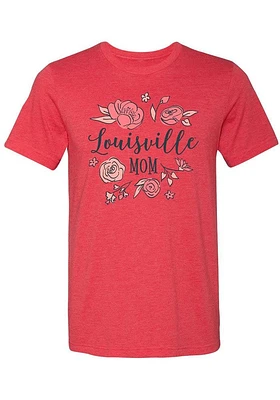 Summit Sportswear Louisville Cardinals Womens Red Mom Short Sleeve T-Shirt