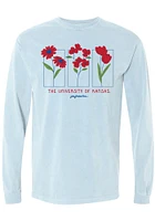 Summit Sportswear Kansas Jayhawks Womens Light Blue Floral LS Tee