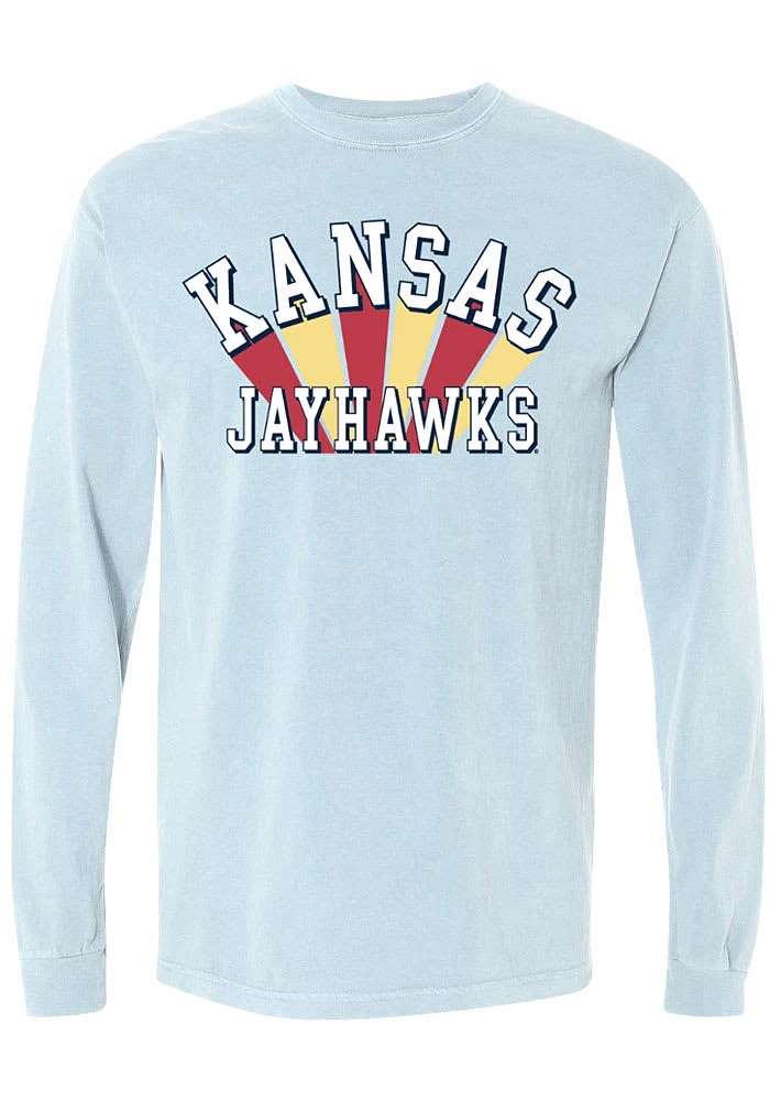 Summit Sportswear Kansas Jayhawks Womens Light Blue Ombre Arch LS Tee