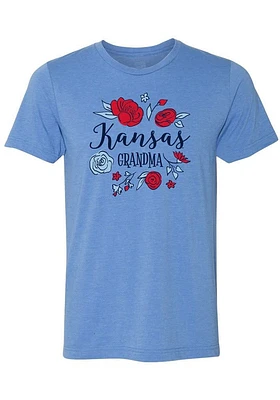 Summit Sportswear Kansas Jayhawks Womens Blue Grandma Short Sleeve T-Shirt