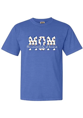 Summit Sportswear Kansas Jayhawks Womens Blue Mom Short Sleeve T-Shirt