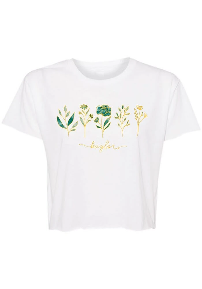 Summit Sportswear Baylor Bears Womens White Jade Floral Short Sleeve T-Shirt