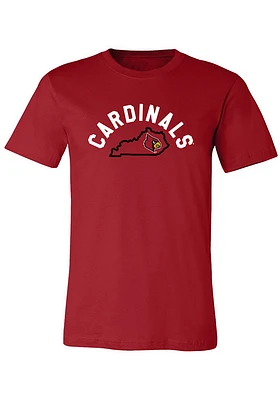Summit Sportswear Louisville Cardinals Womens Red Josie State Shape Short Sleeve T-Shirt