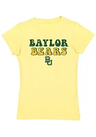 Summit Sportswear Baylor Bears Girls Yellow Bubble Script Short Sleeve Tee