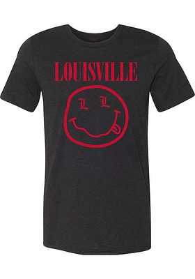 Summit Sportswear Louisville Cardinals Womens Black Smiley Face Short Sleeve T-Shirt