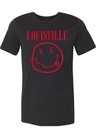 Summit Sportswear Louisville Cardinals Womens Black Smiley Face Short Sleeve T-Shirt