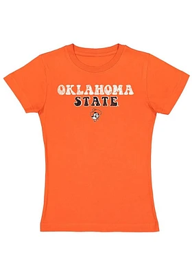 Summit Sportswear Oklahoma State Cowboys Girls Orange Bubble Script Deisgn Short Sleeve Tee