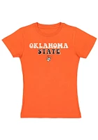 Summit Sportswear Oklahoma State Cowboys Girls Orange Bubble Script Deisgn Short Sleeve Tee