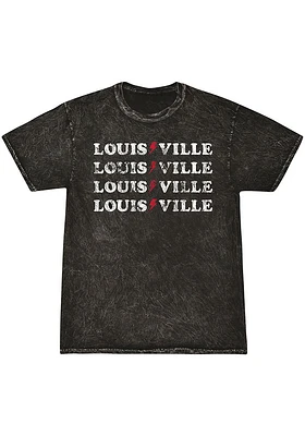 Summit Sportswear Louisville Cardinals Womens Black Mineral Wash Lightning Bolt Short Sleeve T-Shi..