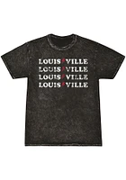 Summit Sportswear Louisville Cardinals Womens Black Mineral Wash Lightning Bolt Short Sleeve T-Shi..