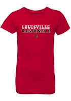 Summit Sportswear Louisville Cardinals Girls Red Bubble Script Short Sleeve Tee