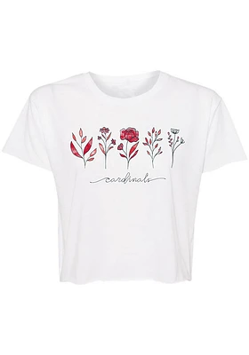 Summit Sportswear Louisville Cardinals Womens White Jade Floral Crop Short Sleeve T-Shirt