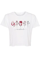 Summit Sportswear Louisville Cardinals Womens White Jade Floral Crop Short Sleeve T-Shirt