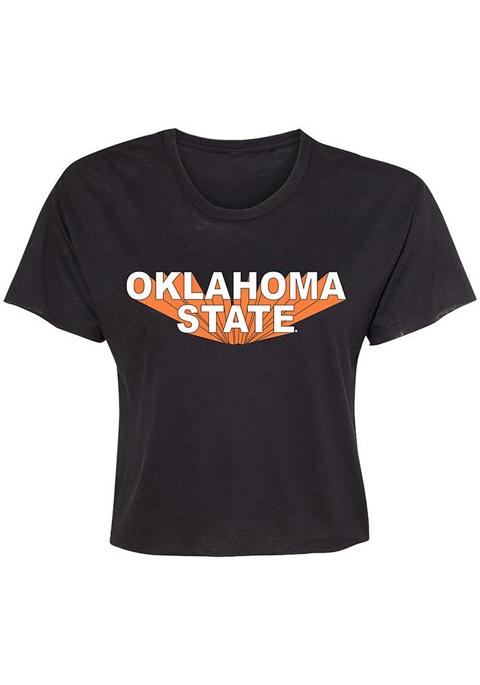 Summit Sportswear Oklahoma State Cowboys Womens Black Jade Crop Short Sleeve T-Shirt