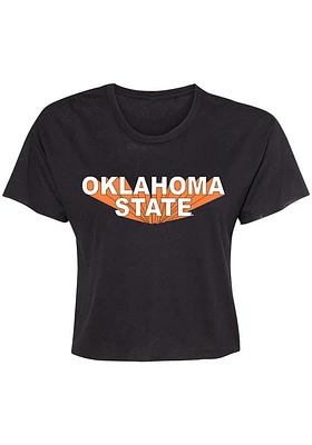 Summit Sportswear Oklahoma State Cowboys Womens Black Jade Crop Short Sleeve T-Shirt