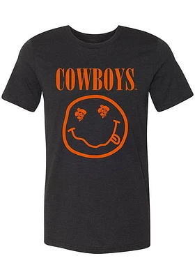 Summit Sportswear Oklahoma State Cowboys Womens Black Smiley Face Short Sleeve T-Shirt
