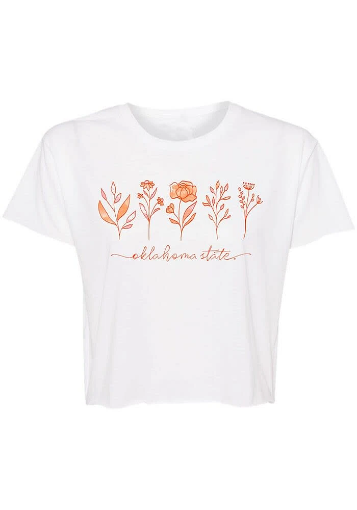 Summit Sportswear Oklahoma State Cowboys Womens White Jade Floral Short Sleeve T-Shirt
