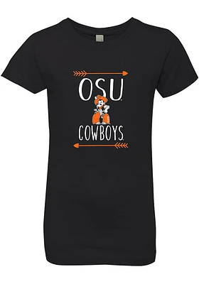 Summit Sportswear Oklahoma State Cowboys Girls Black Heart Arrow Short Sleeve Tee