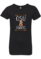 Summit Sportswear Oklahoma State Cowboys Girls Black Heart Arrow Short Sleeve Tee