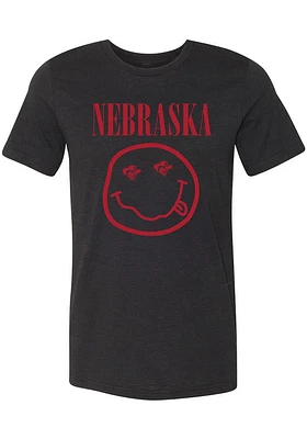 Summit Sportswear Nebraska Cornhuskers Womens Black Smiley Short Sleeve T-Shirt
