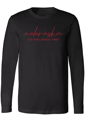 Summit Sportswear Nebraska Cornhuskers Womens Black Script LS Tee