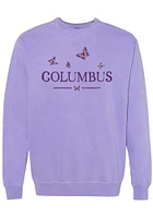 Summit Sportswear Columbus Womens Purple Butterflies Wordmark Crew Sweatshirt