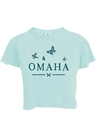 Summit Sportswear Omaha Womens Green Butterflies Wordmark Short Sleeve T-Shirt