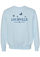 Summit Sportswear Louisville Womens Blue Butterflies Wordmark Crew Sweatshirt