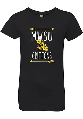 Summit Sportswear Missouri Western Griffons Girls Black Heart Arrow Short Sleeve Tee