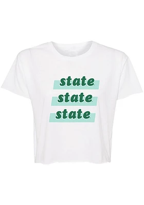 Summit Sportswear Michigan State Spartans Womens White Jade Short Sleeve T-Shirt