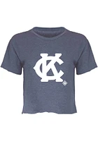 Summit Sportswear Kansas City Monarchs Womens Blue Cropped Short Sleeve T-Shirt