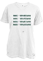 Summit Sportswear Michigan State Spartans Womens White Lightning Bolt Short Sleeve T-Shirt