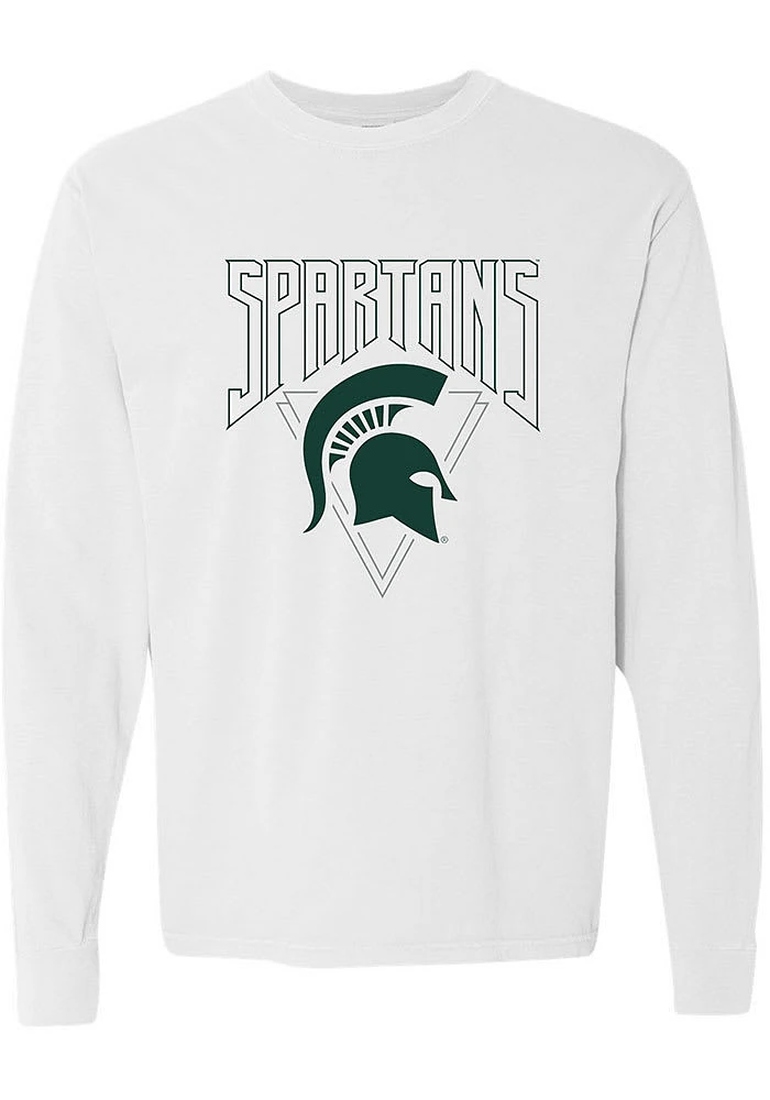 Summit Sportswear Michigan State Spartans Womens White Triangle LS Tee