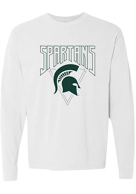 Summit Sportswear Michigan State Spartans Womens White Triangle LS Tee