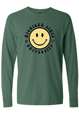Summit Sportswear Michigan State Spartans Womens Green Smiley LS Tee