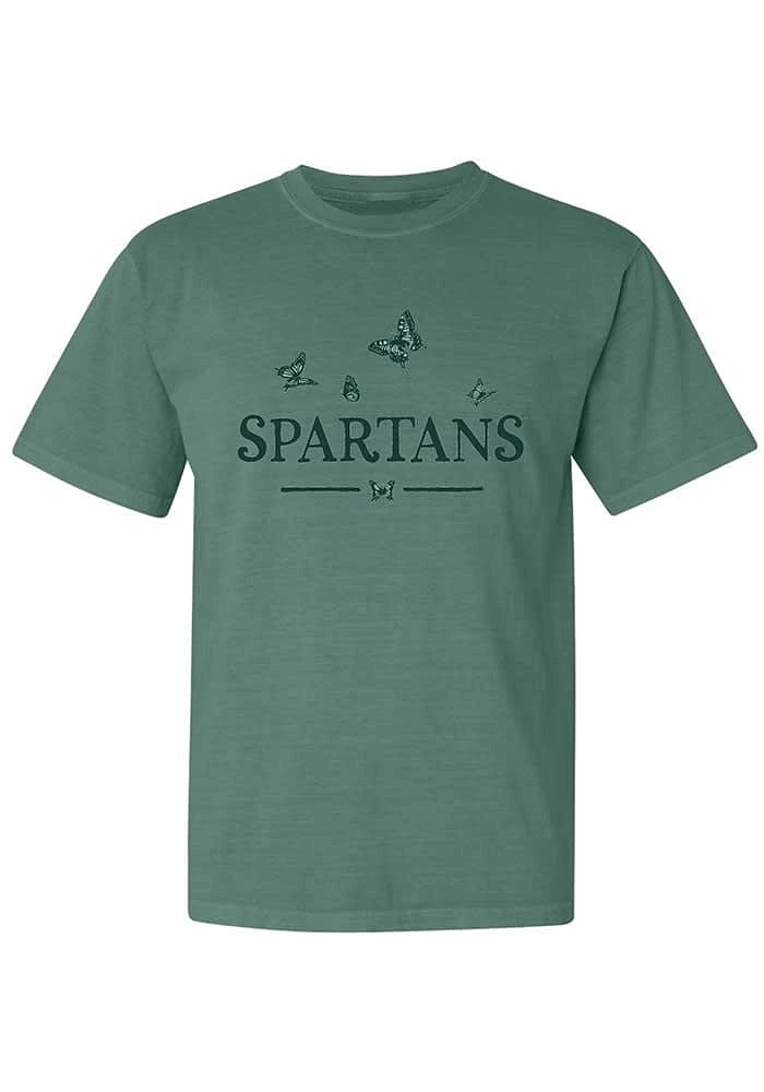 Summit Sportswear Michigan State Spartans Womens Green Butterfly Short Sleeve T-Shirt
