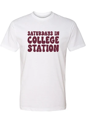 Summit Sportswear College Station White Saturdays Short Sleeve Fashion T Shirt