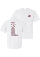 Summit Sportswear Texas A&M Aggies Womens White Floral Cowboy Boots Short Sleeve T-Shirt