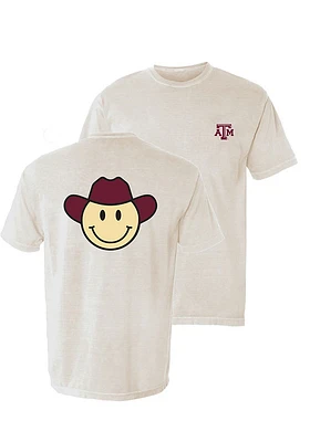 Summit Sportswear Texas A&M Aggies Womens White Smiley Face Short Sleeve T-Shirt