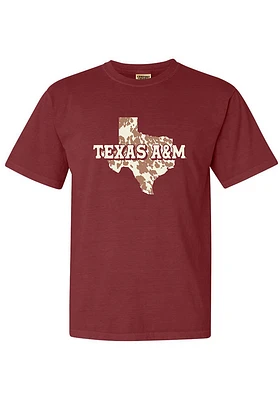 Summit Sportswear Texas A&M Aggies Womens Maroon Cow Print State Shape Short Sleeve T-Shirt