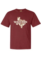 Summit Sportswear Texas A&M Aggies Womens Maroon Cow Print State Shape Short Sleeve T-Shirt