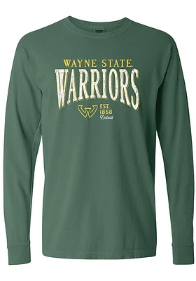 Summit Sportswear Wayne State Warriors Womens Green Mascot LS Tee