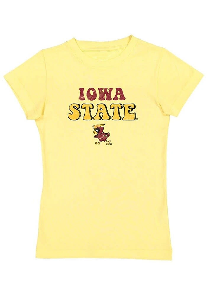 Summit Sportswear Iowa State Cyclones Girls Gold Bubble Script 1965 Bird Short Sleeve Tee