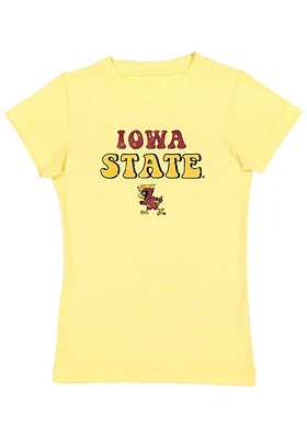 Summit Sportswear Iowa State Cyclones Girls Gold Bubble Script 1965 Bird Short Sleeve Tee
