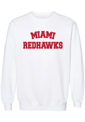 Miami RedHawks Womens White Aishu Crew Sweatshirt