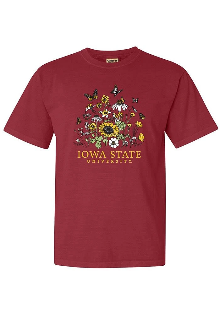 Summit Sportswear Iowa State Cyclones Womens Crimson Floral Short Sleeve T-Shirt