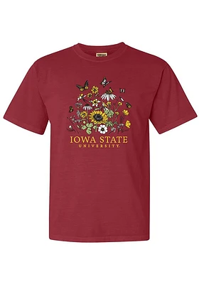 Summit Sportswear Iowa State Cyclones Womens Crimson Floral Short Sleeve T-Shirt